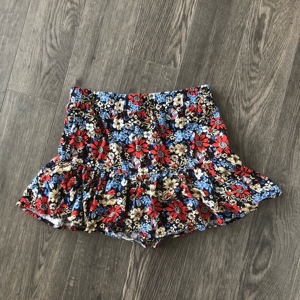 Forever‎ 21 Floral Ruffle Skort 100% Rayon | Size L